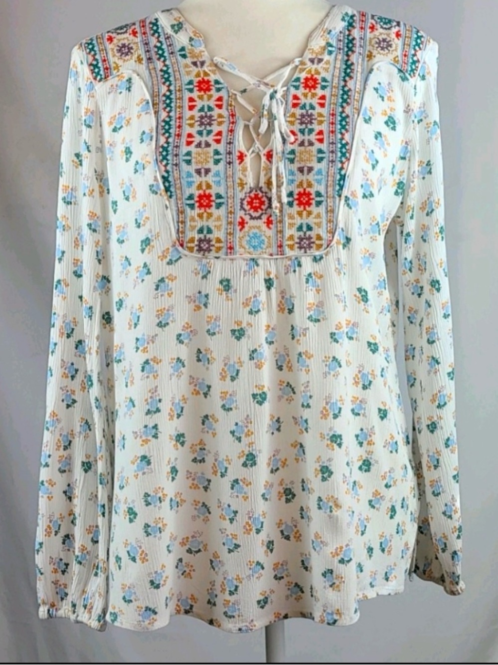 Democracy Multi-print Lace-up Tunic